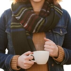 GMPC Black Striped Plaid Blanket Scarf Womens One Size